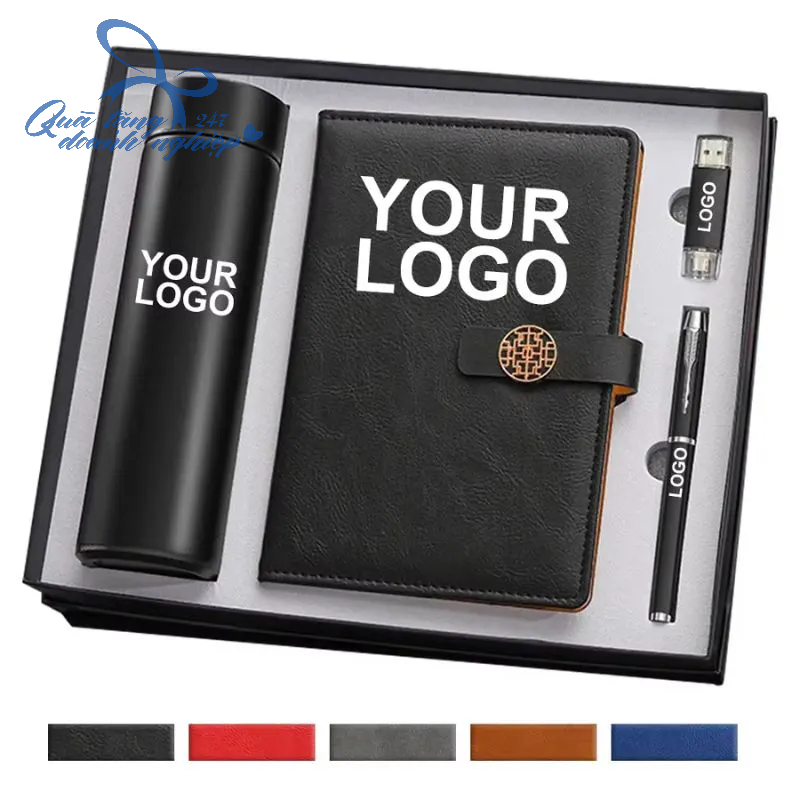 Bộ Quà Tặng Doanh Nghiệp: Bút, Sổ Và Bình Giữ Nhiệt + Hộp Quà