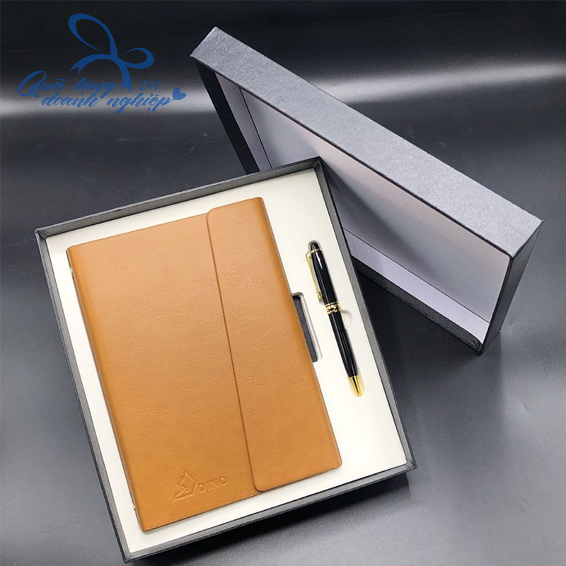 Sổ Tay Da Cao Cấp In Logo Kèm Khe Thẻ