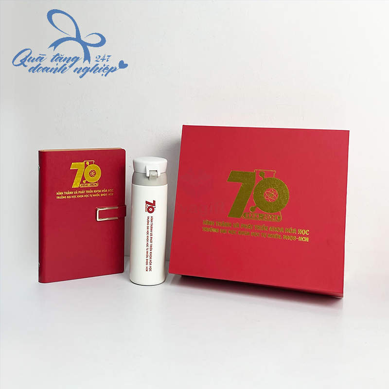 Bộ Quà Tặng Đại Hội: Sổ + Bình Giữ Nhiệt + Hộp