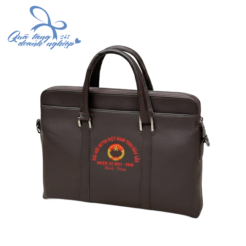Cặp Da In Logo Tặng Đại Hội Mặt Trận Tổ Quốc (MTTQ) - Nâu Sẫm