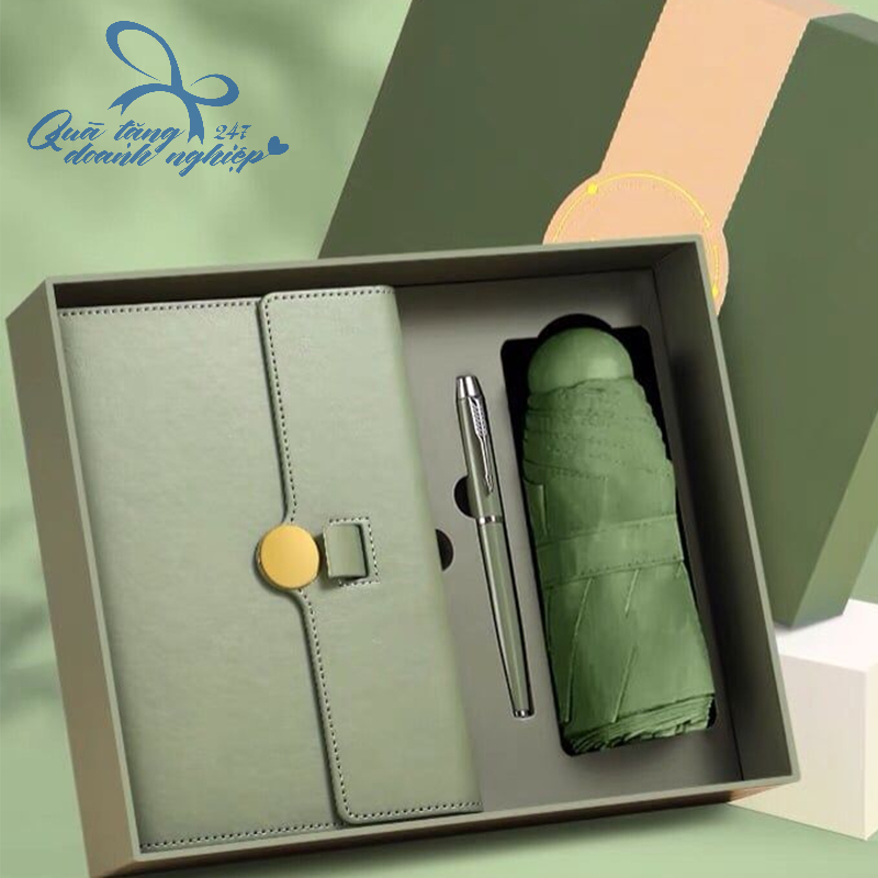 Combo Quà Tặng Sổ Da Cao Cấp + Bút + Ô/ Dù