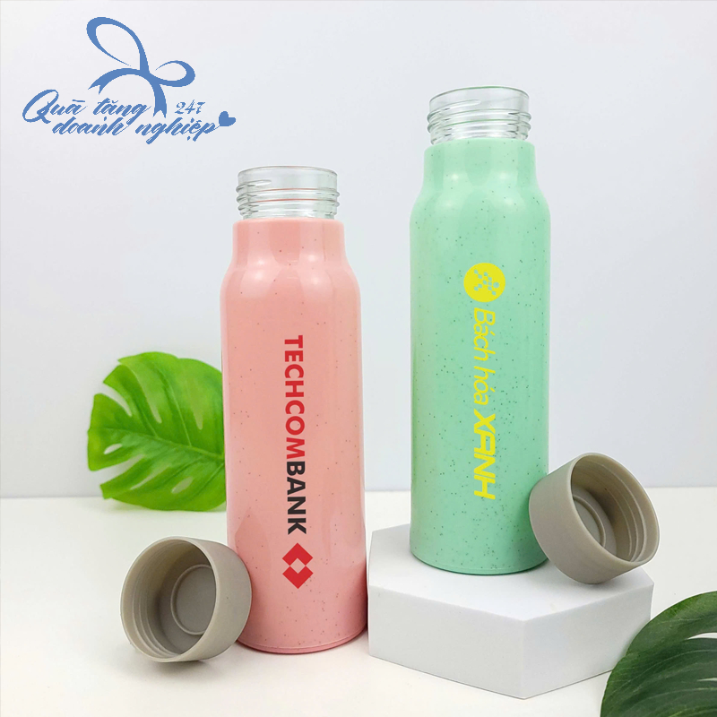 Quà Tặng Bình Đựng Nước - Lõi Thủy Tinh In Logo (Nhiều màu sắc)