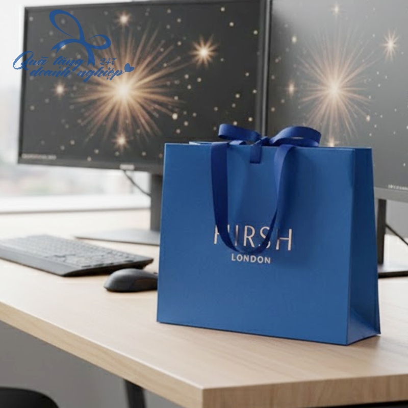 Túi Giấy Quà Tặng In Logo - Dây Duy Băng, Thiết Kế Theo Yêu Cầu