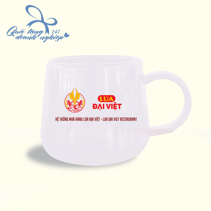 Ly Sứ Bầu Quai Tròn - Uống Trà - Cà Phê In Logo