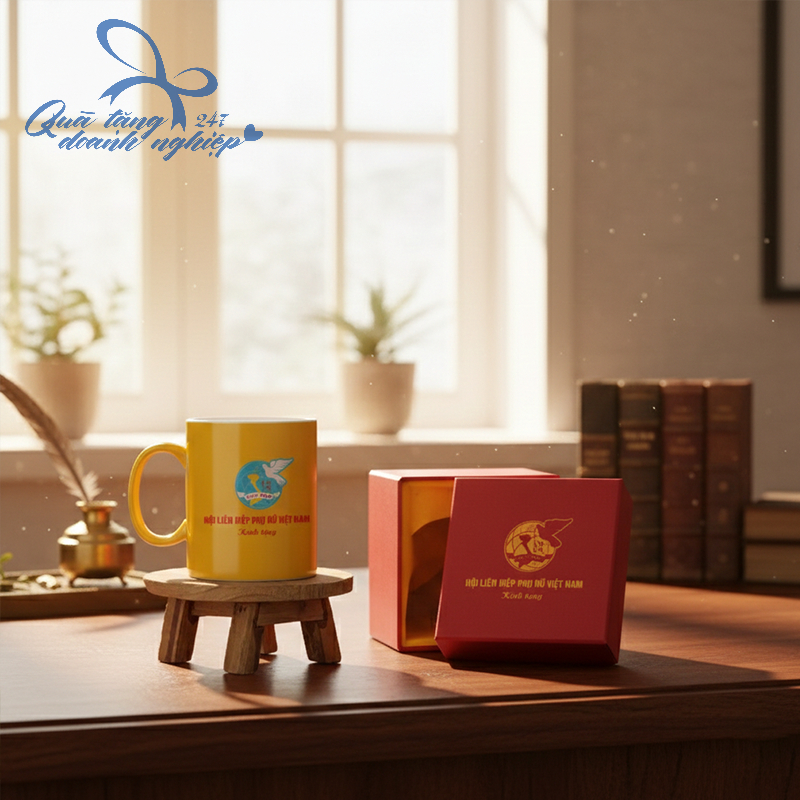 Ly Sứ Trụ Cao - Quai C - In Logo, Tặng Đại Hội, Khách Hàng