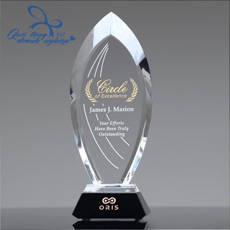 Kỷ Niệm Chương Pha Lê Thiết Kế Hình Tên Lửa - Hình Tròn - Hình Trăng Khuyết