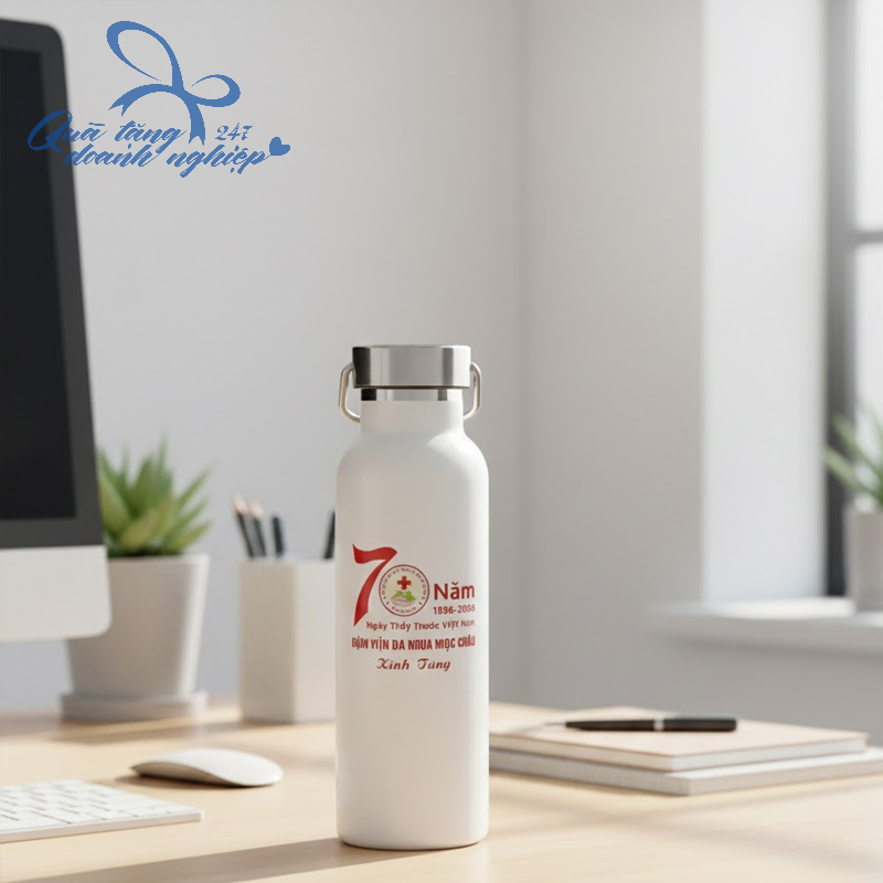 Bình Giữ Nhiệt 500ml - Có Tay Cầm Kèm Hộp Quà Tặng