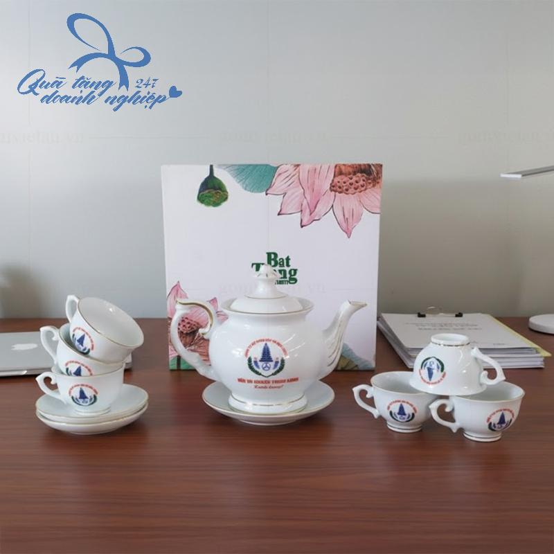 Bộ Ấm Trà In Logo Doanh Nghiệp - Thiết Kế Sang Trọng
