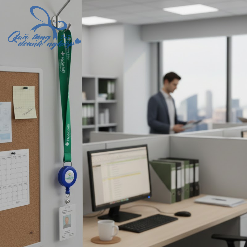 Dây Đeo Thẻ Cho Nhân Viên Khuy Bấm, Có Khuy Cố Định Chiều Dài