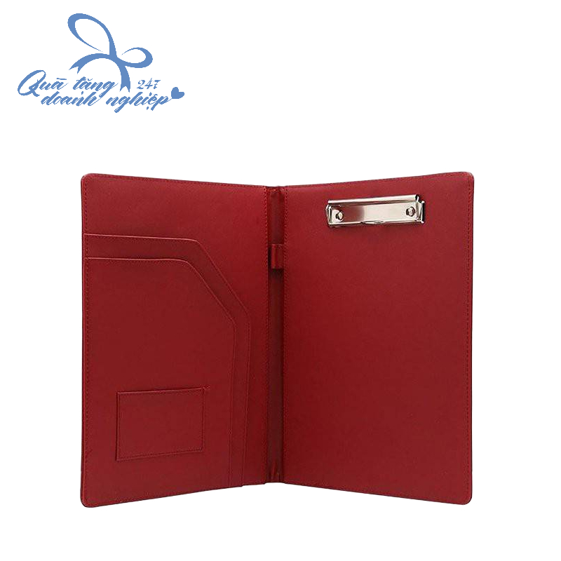 Bìa Trình Ký Da Đỏ - 3 Ngăn Tài Liệu, In Thông Tin Doanh Nghiệp